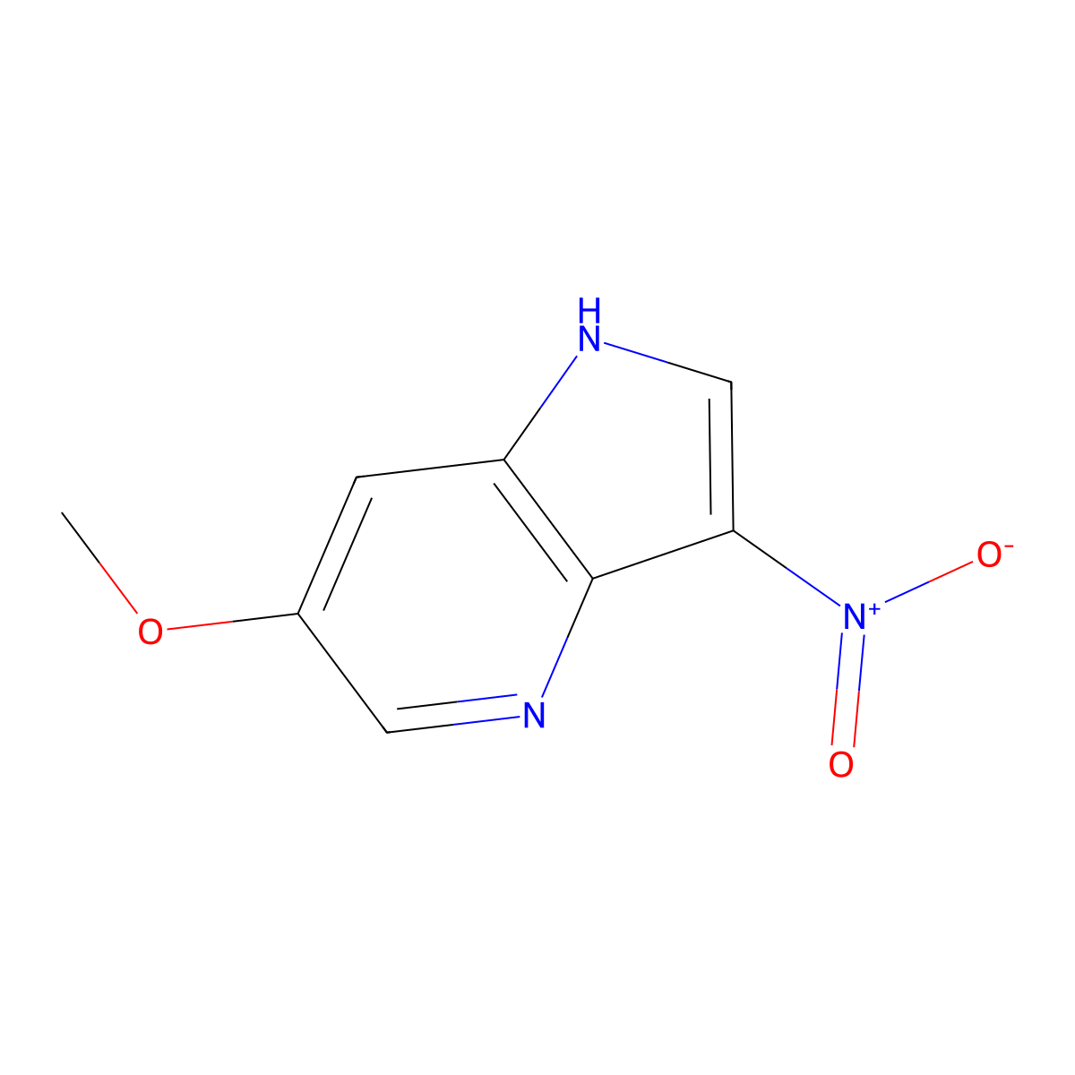 6-methoxy-3-nitro-1H-pyrrolo[3,2-b]pyridine molecular structure, CAS 1190317-64-6