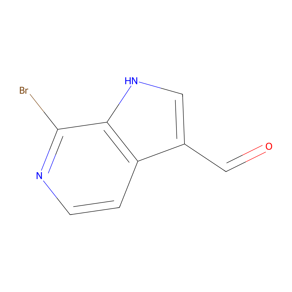 7-bromo-1H-pyrrolo[2,3-c]pyridine-3-carbaldehyde molecular structure, CAS 1190317-67-9