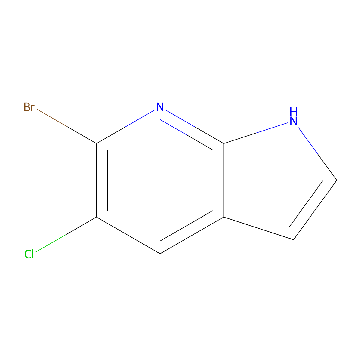 6-bromo-5-chloro-1H-pyrrolo[2,3-b]pyridine molecular structure, CAS 1190317-87-3
