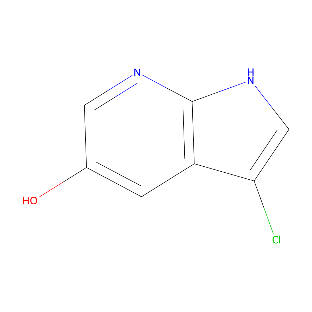 3-chloro-1H-pyrrolo[2,3-b]pyridin-5-ol molecular structure, CAS 1190317-89-5