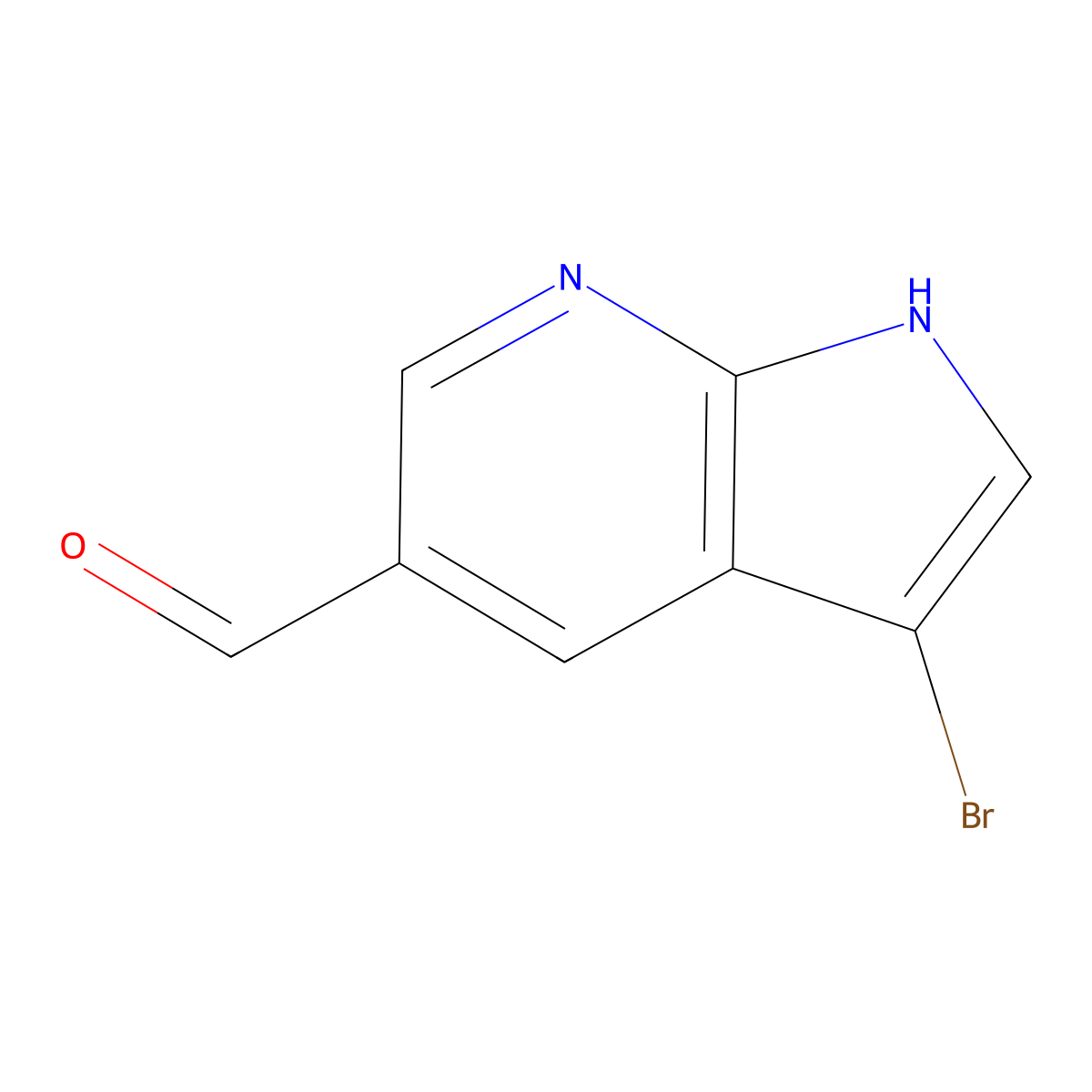 3-bromo-1H-pyrrolo[2,3-b]pyridine-5-carbaldehyde molecular structure, CAS 1190317-92-0