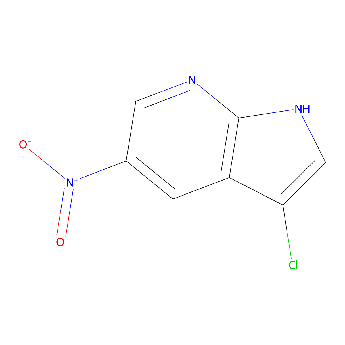 3-chloro-5-nitro-1H-pyrrolo[2,3-b]pyridine molecular structure, CAS 1190318-05-8