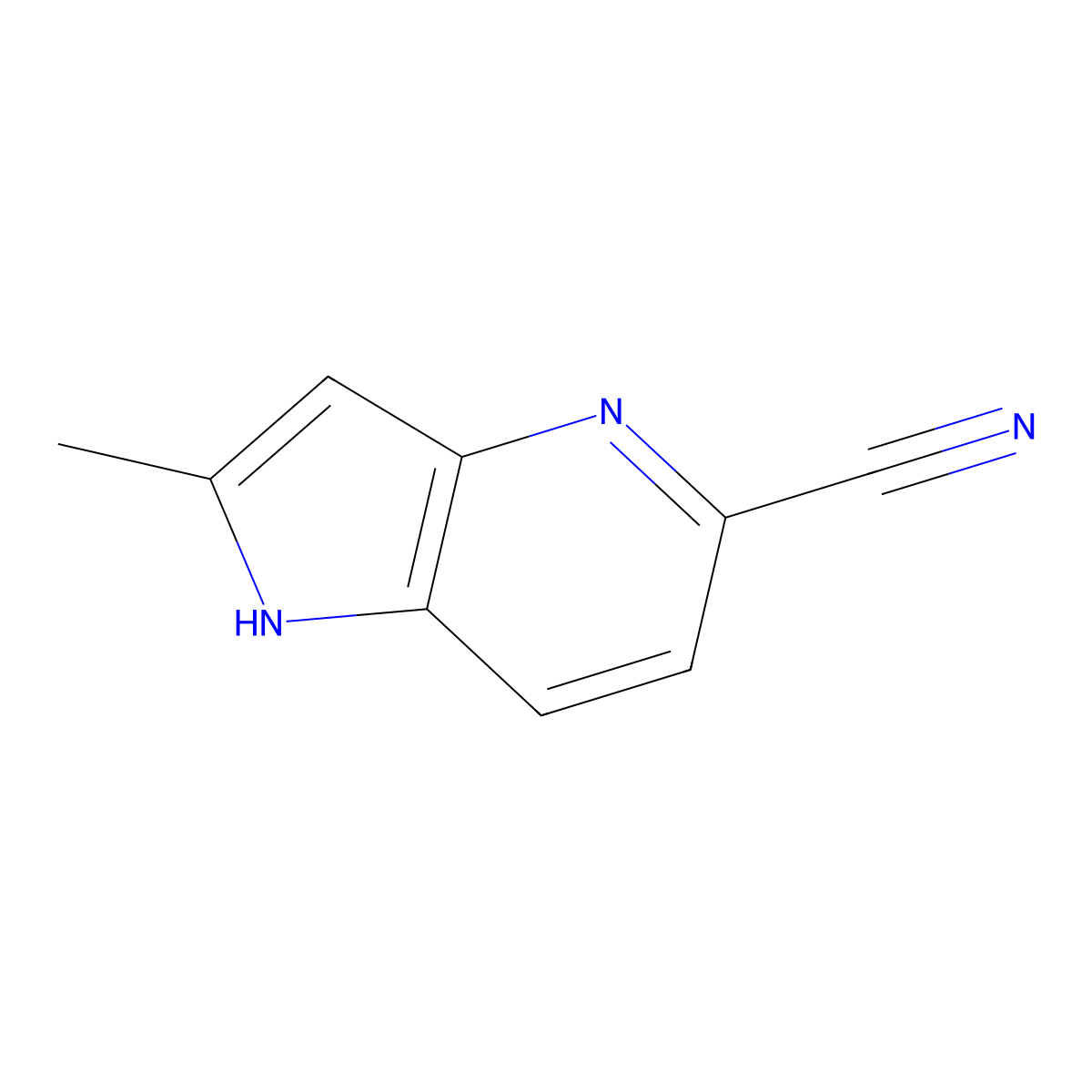 2-methyl-1H-pyrrolo[3,2-b]pyridine-5-carbonitrile molecular structure, CAS 1190318-13-8