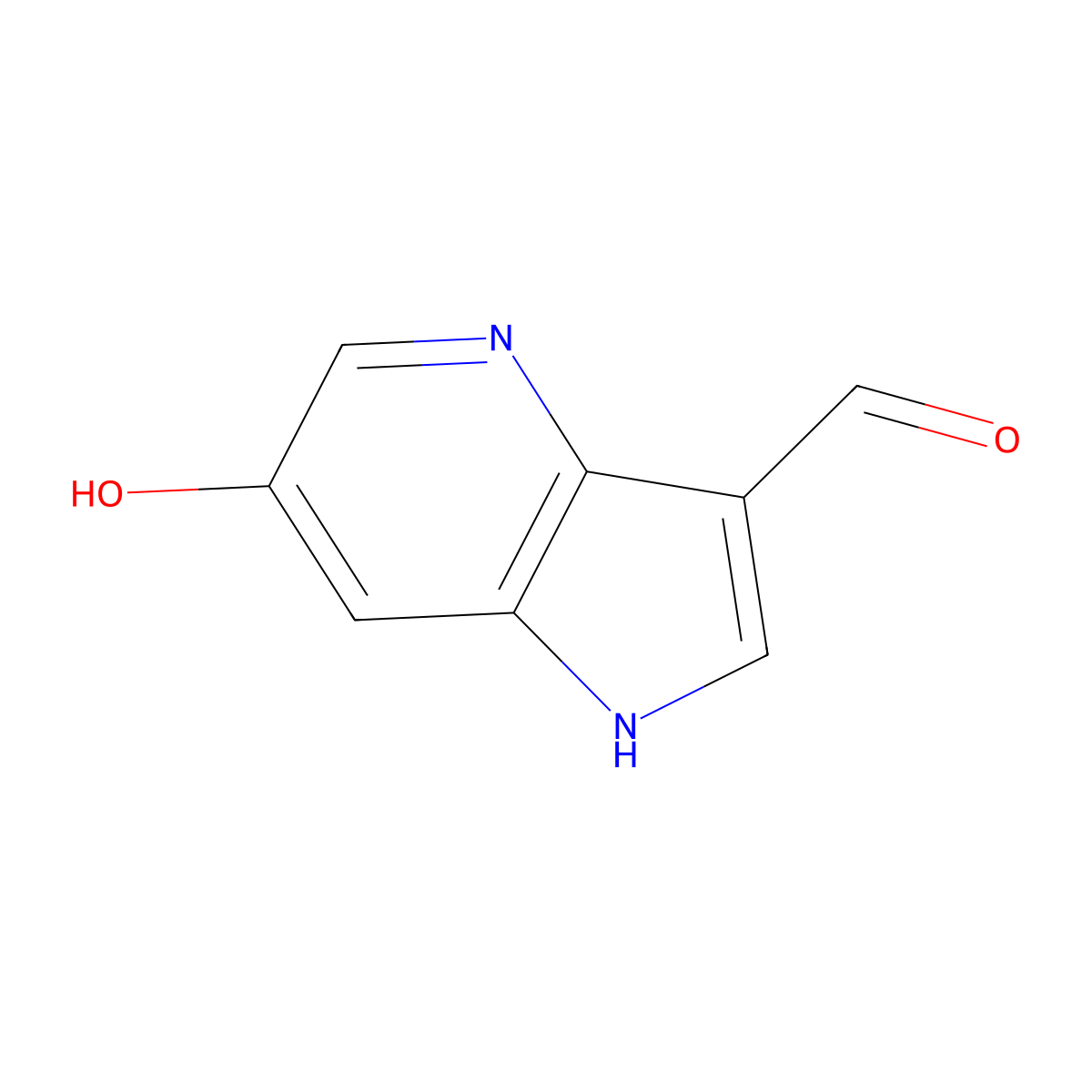 6-hydroxy-1H-pyrrolo[3,2-b]pyridine-3-carbaldehyde molecular structure, CAS 1190318-18-3