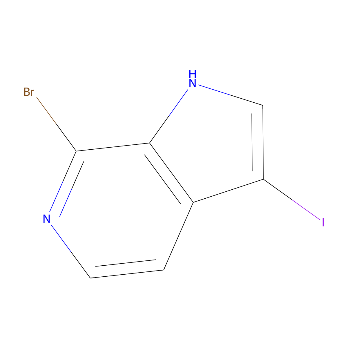 7-bromo-3-iodo-1H-pyrrolo[2,3-c]pyridine molecular structure, CAS 1190318-20-7