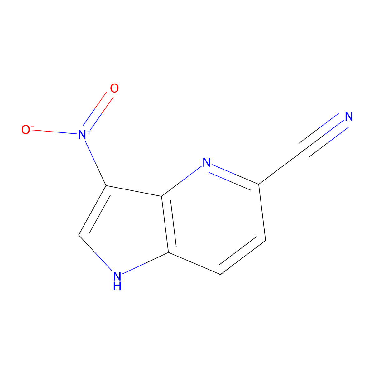 3-nitro-1H-pyrrolo[3,2-b]pyridine-5-carbonitrile molecular structure, CAS 1190318-29-6