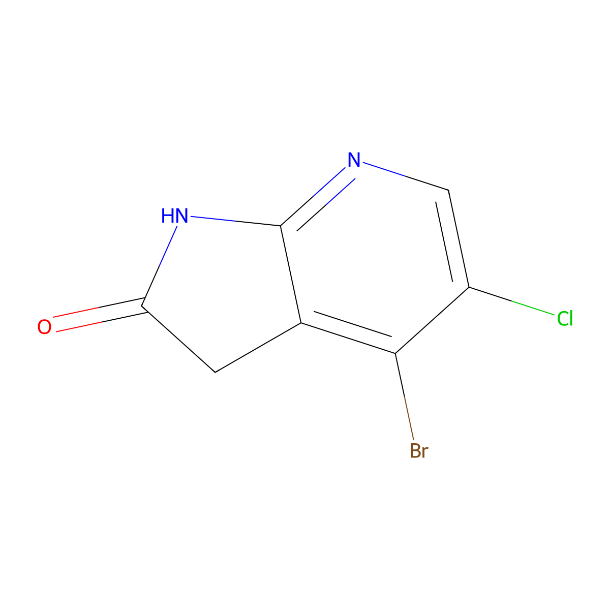 4-Bromo-5-chloro-1H-pyrrolo[2,3-b]pyridin-2(3H)-one molecular structure, CAS 1190318-30-9