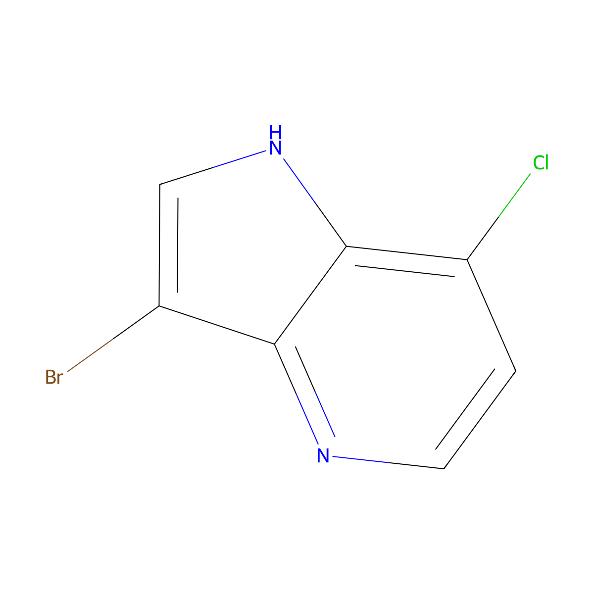 3-bromo-7-chloro-1H-pyrrolo(3,2-b)pyridine molecular structure, CAS 1190318-41-2