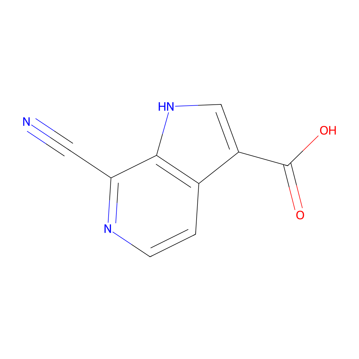 7-cyano-1H-pyrrolo[2,3-c]pyridine-3-carboxylic acid molecular structure, CAS 1190318-42-3