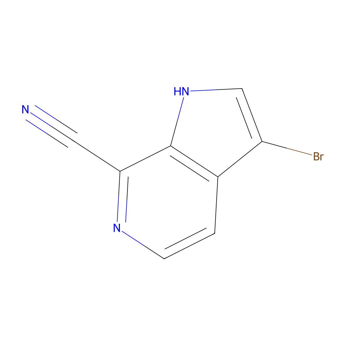 3-bromo-1H-pyrrolo[2,3-c]pyridine-7-carbonitrile molecular structure, CAS 1190318-54-7
