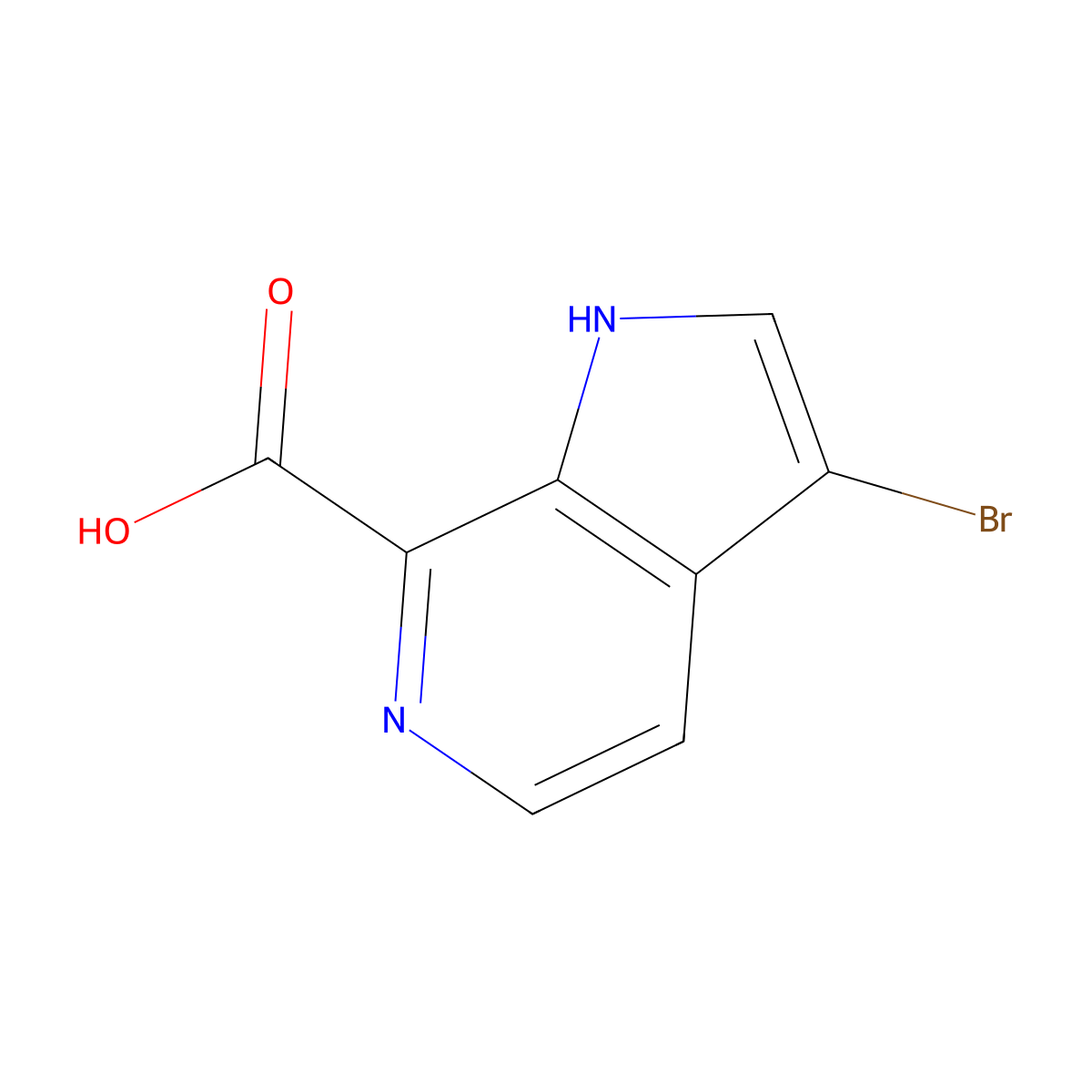 3-bromo-1H-pyrrolo[2,3-c]pyridine-7-carboxylic acid molecular structure, CAS 1190318-59-2