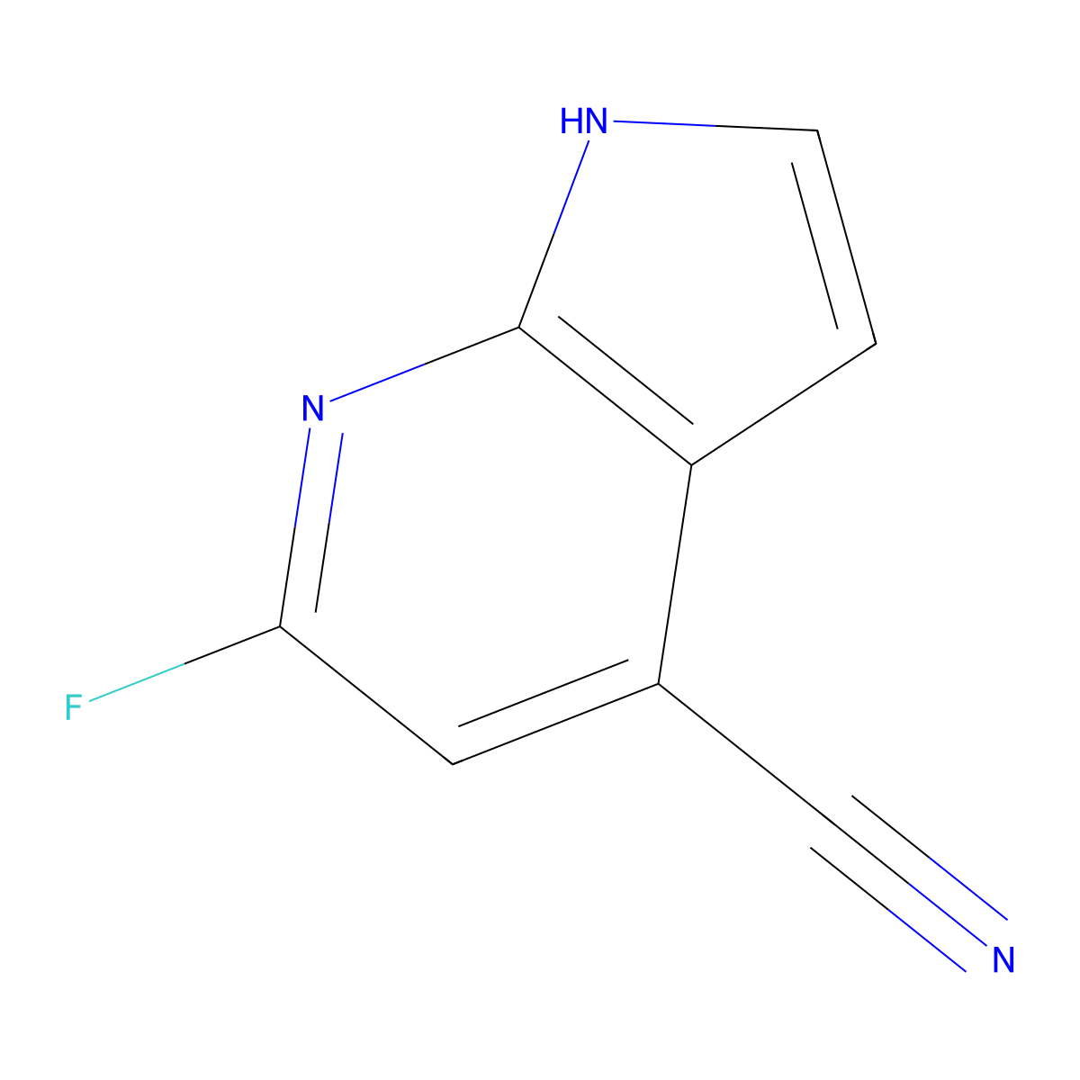 6-fluoro-1H-pyrrolo[2,3-b]pyridine-4-carbonitrile molecular structure, CAS 1190318-70-7