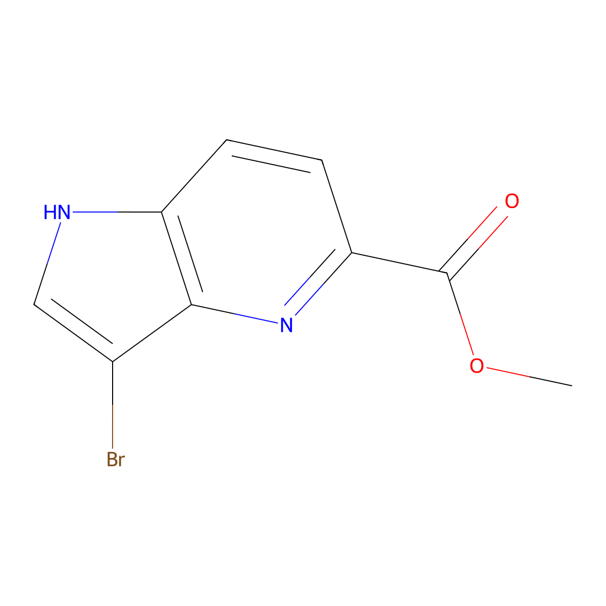 methyl 3-bromo-1H-pyrrolo(3,2-b)pyridine-5-carboxylate molecular structure, CAS 1190318-72-9