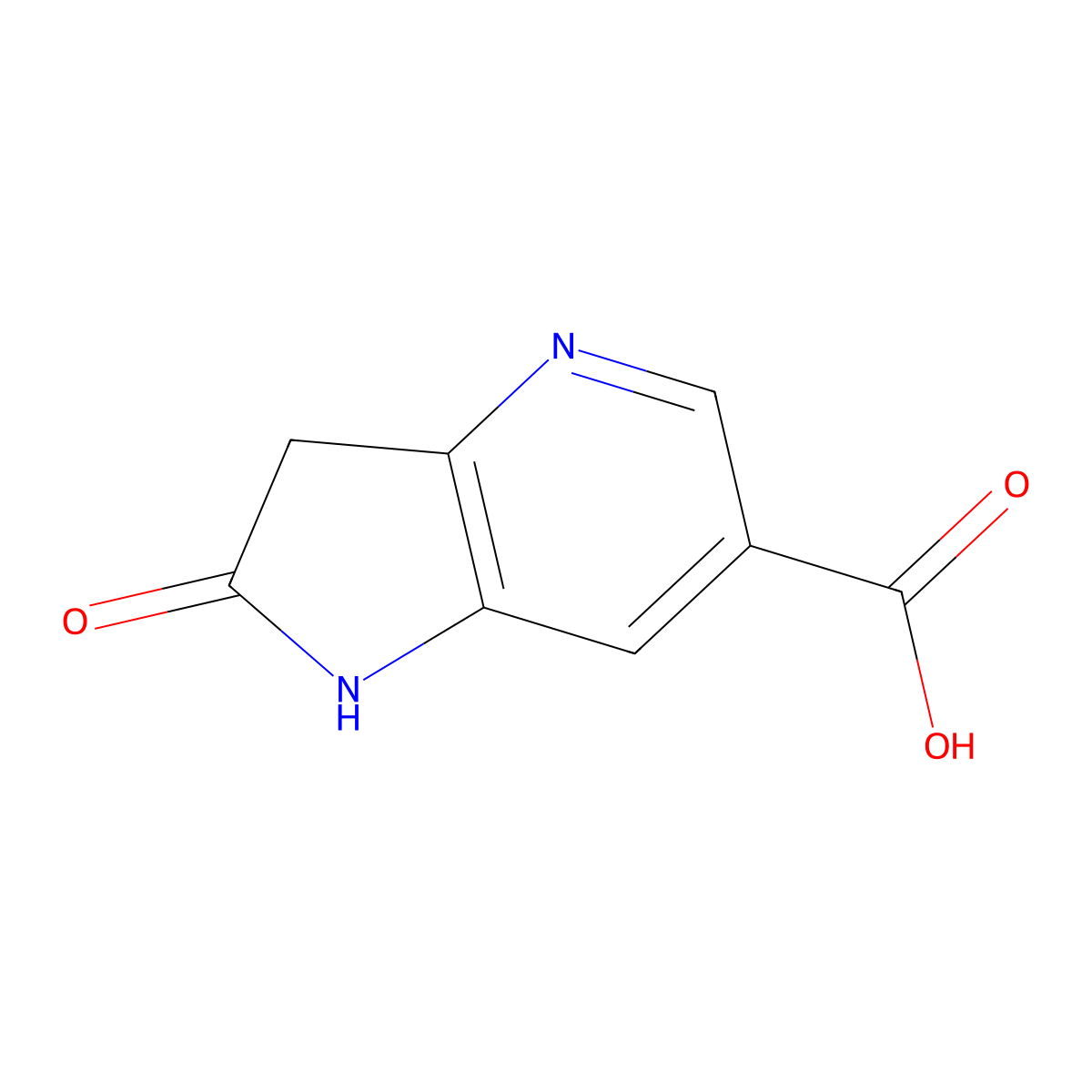 2-Oxo-2,3-dihydro-1H-pyrrolo[3,2-B]pyridine-6-carboxylic acid molecular structure, CAS 1190318-74-1