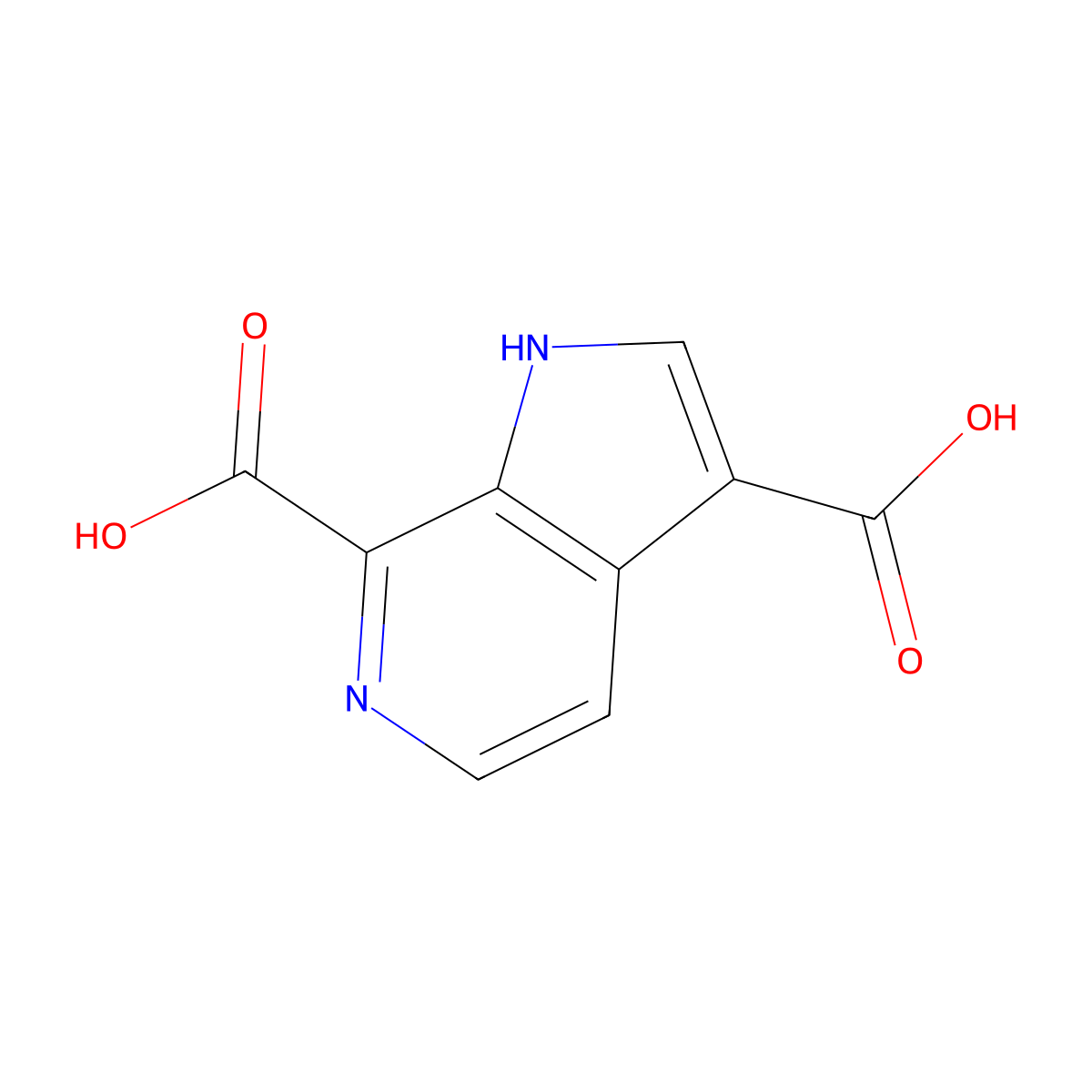1H-pyrrolo[2,3-c]pyridine-3,7-dicarboxylic acid molecular structure, CAS 1190318-88-7
