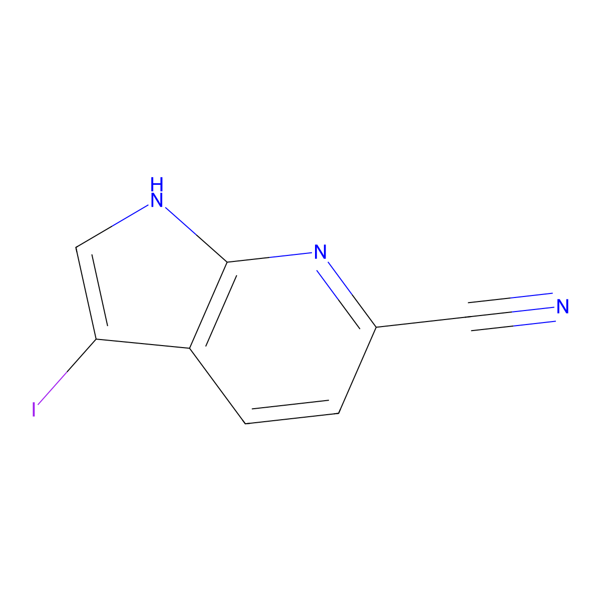 3-iodo-1H-pyrrolo[2,3-b]pyridine-6-carbonitrile molecular structure, CAS 1190318-91-2