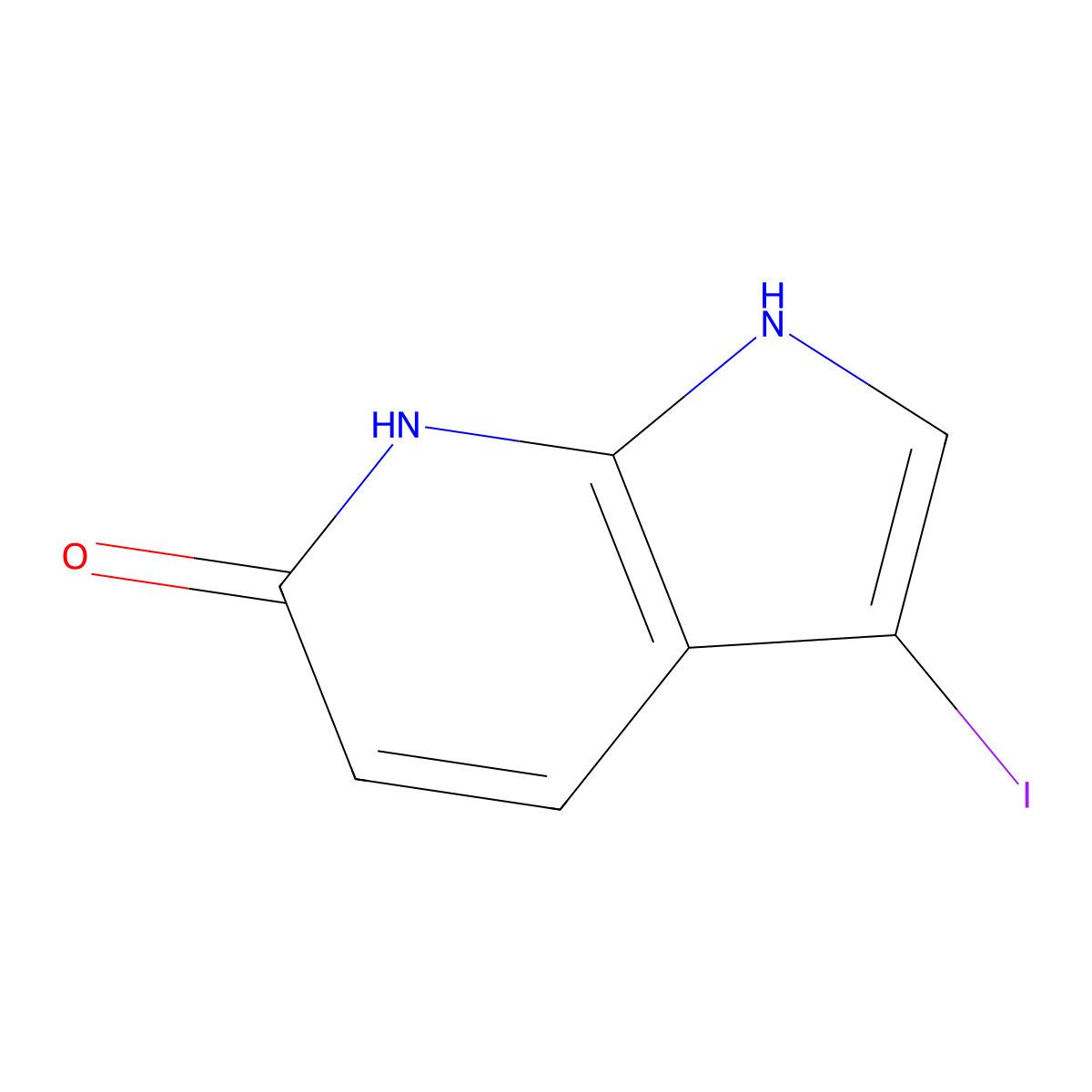 3-iodo-1H-pyrrolo[2,3-b]pyridin-6-ol molecular structure, CAS 1190319-01-7