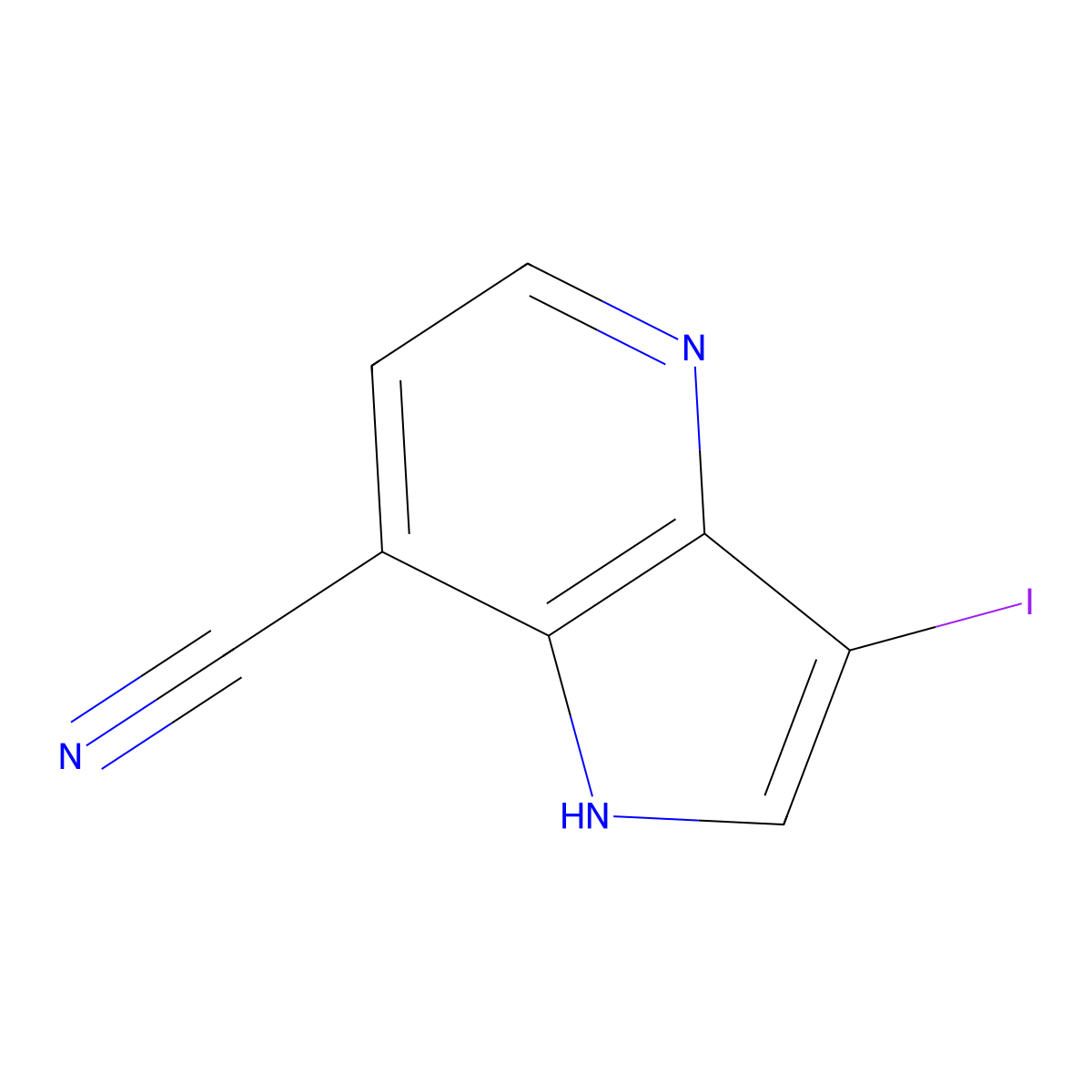 3-iodo-1H-pyrrolo[3,2-b]pyridine-7-carbonitrile molecular structure, CAS 1190319-05-1