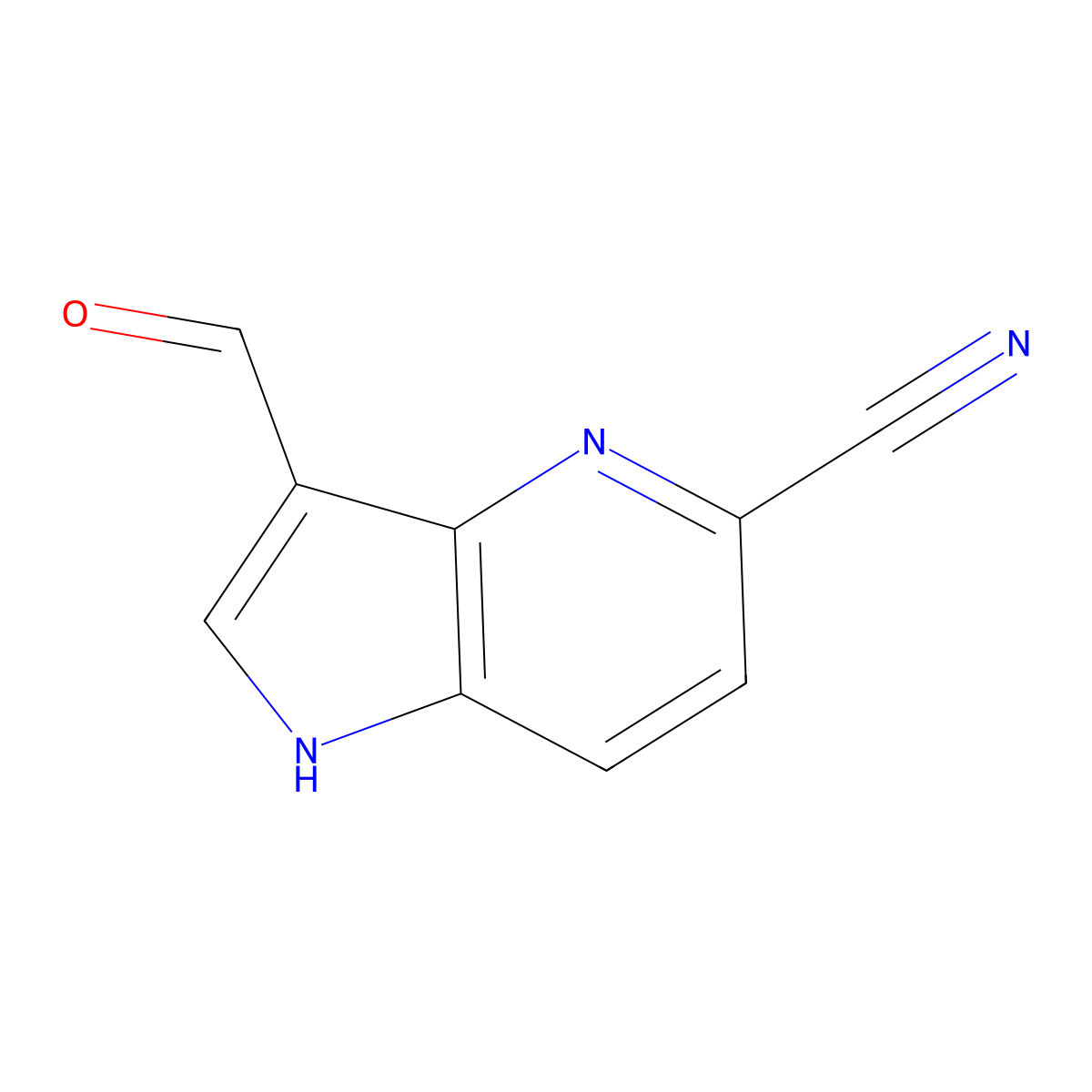 3-formyl-1H-pyrrolo[3,2-b]pyridine-5-carbonitrile molecular structure, CAS 1190319-27-7