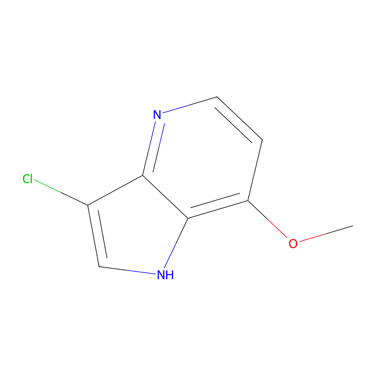 3-chloro-7-methoxy-1H-pyrrolo[3,2-b]pyridine molecular structure, CAS 1190319-29-9