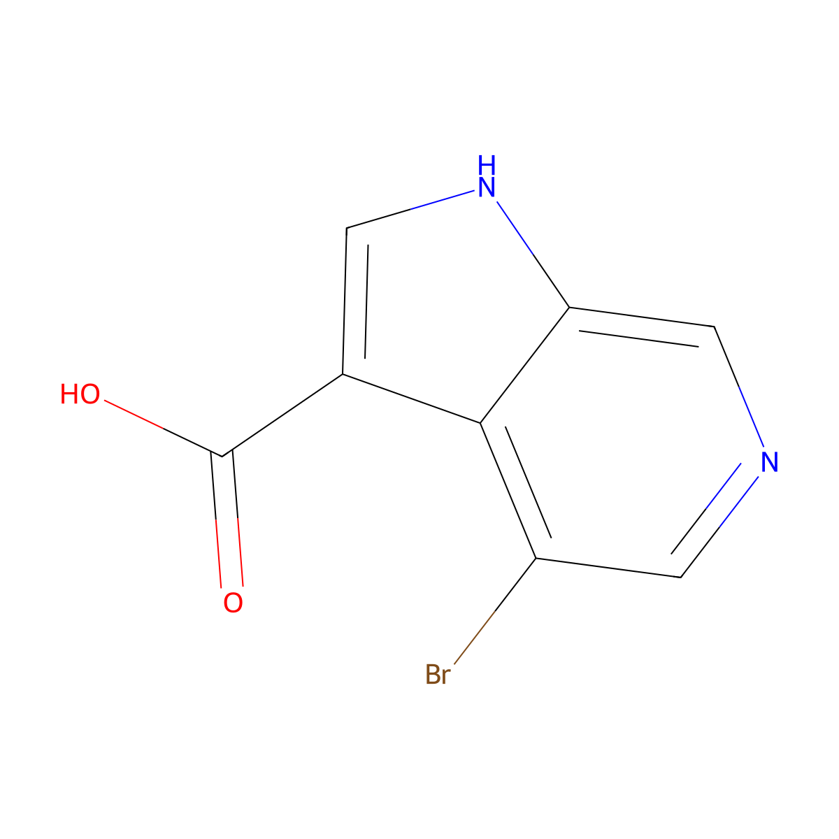 4-bromo-1H-pyrrolo[2,3-c]pyridine-3-carboxylic acid molecular structure, CAS 1190319-37-9