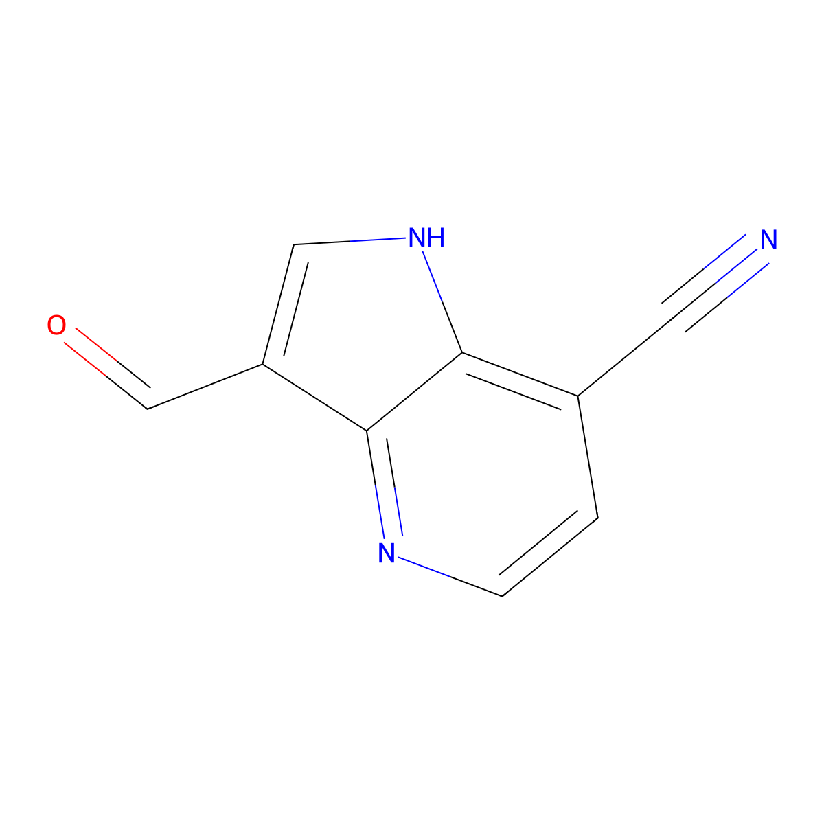 3-formyl-1H-pyrrolo[3,2-b]pyridine-7-carbonitrile molecular structure, CAS 1190319-41-5