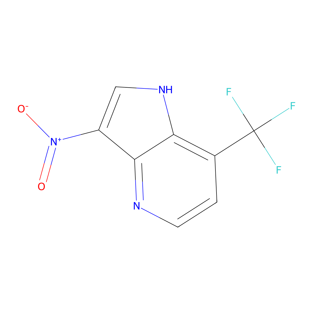 3-nitro-7-(trifluoromethyl)-1H-pyrrolo[3,2-b]pyridine molecular structure, CAS 1190319-43-7