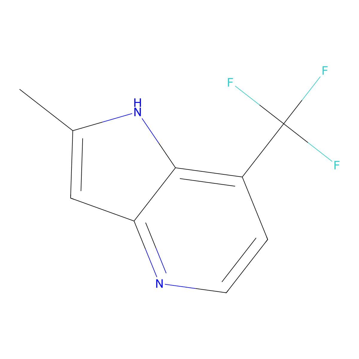 2-methyl-7-(trifluoromethyl)-1H-pyrrolo[3,2-b]pyridine molecular structure, CAS 1190319-46-0