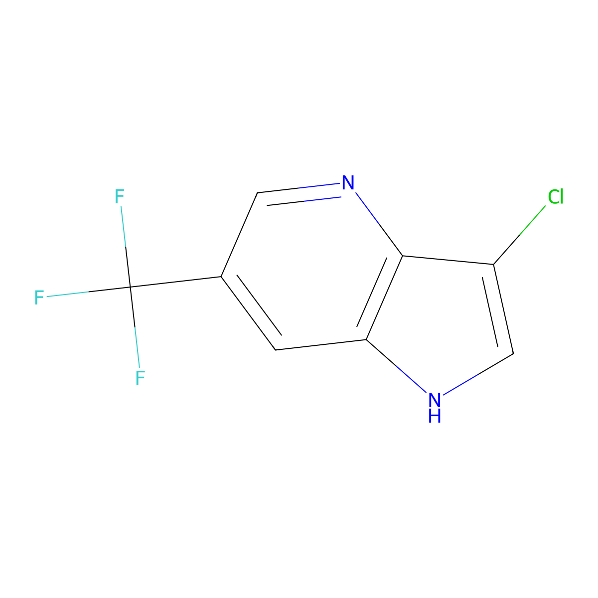3-chloro-6-(trifluoromethyl)-1H-pyrrolo[3,2-b]pyridine molecular structure, CAS 1190319-49-3