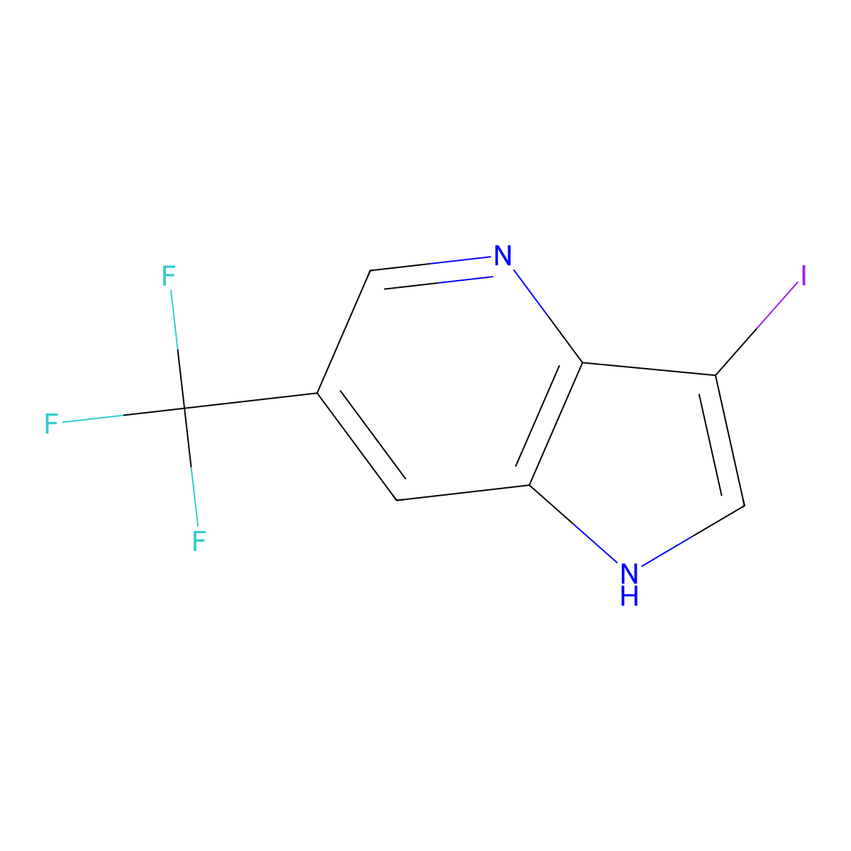 3-iodo-6-(trifluoromethyl)-1H-pyrrolo[3,2-b]pyridine molecular structure, CAS 1190319-52-8