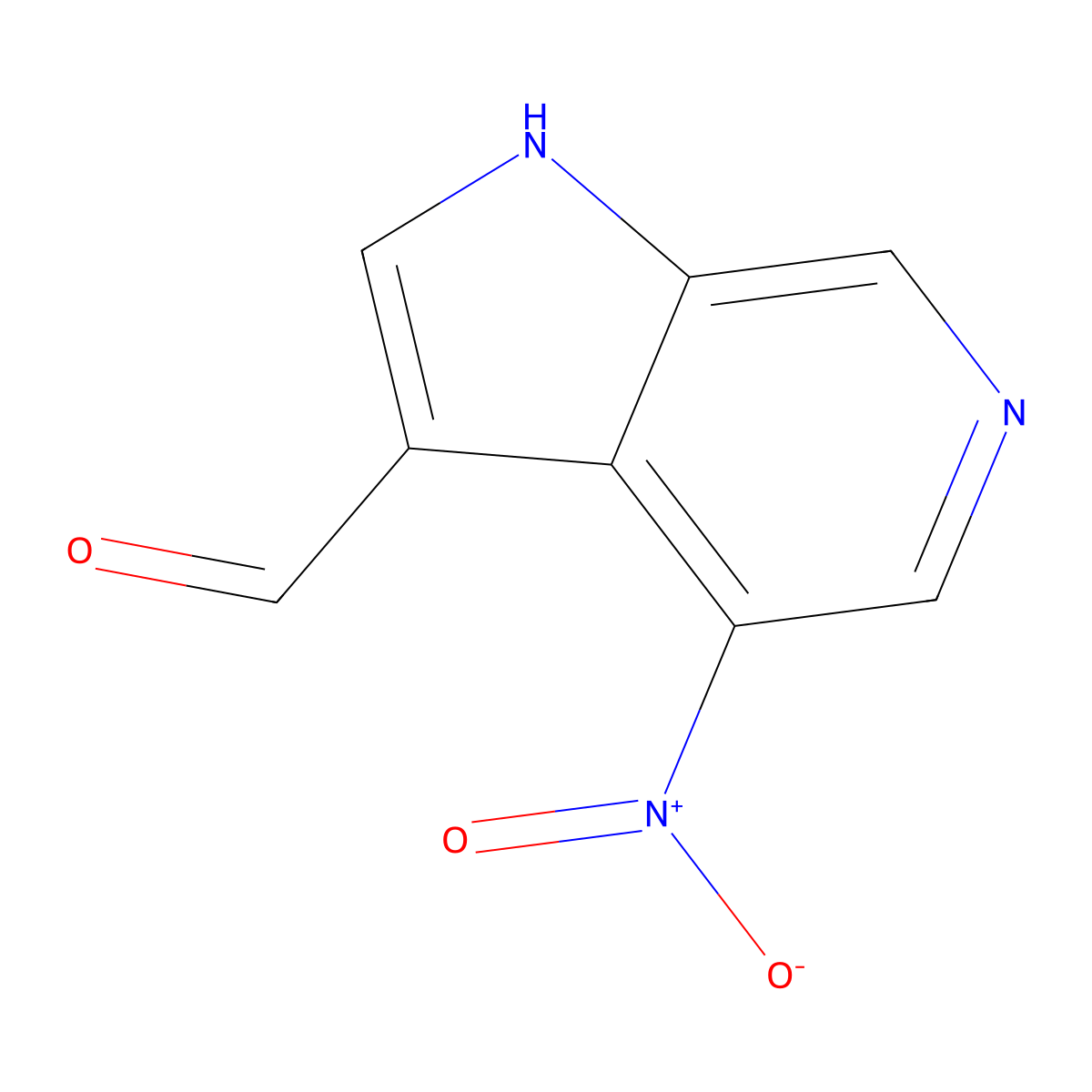 4-nitro-1H-pyrrolo[2,3-c]pyridine-3-carbaldehyde molecular structure, CAS 1190319-53-9