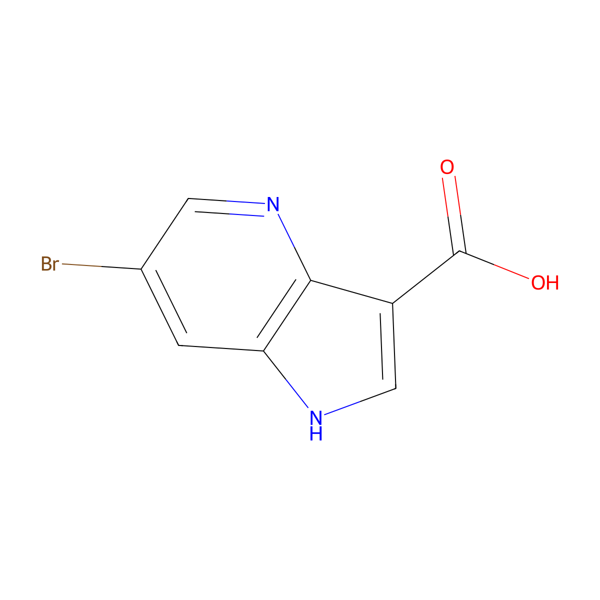6-Bromo-1H-pyrrolo[3,2-b]pyridine-3-carboxylic acid molecular structure, CAS 1190319-56-2