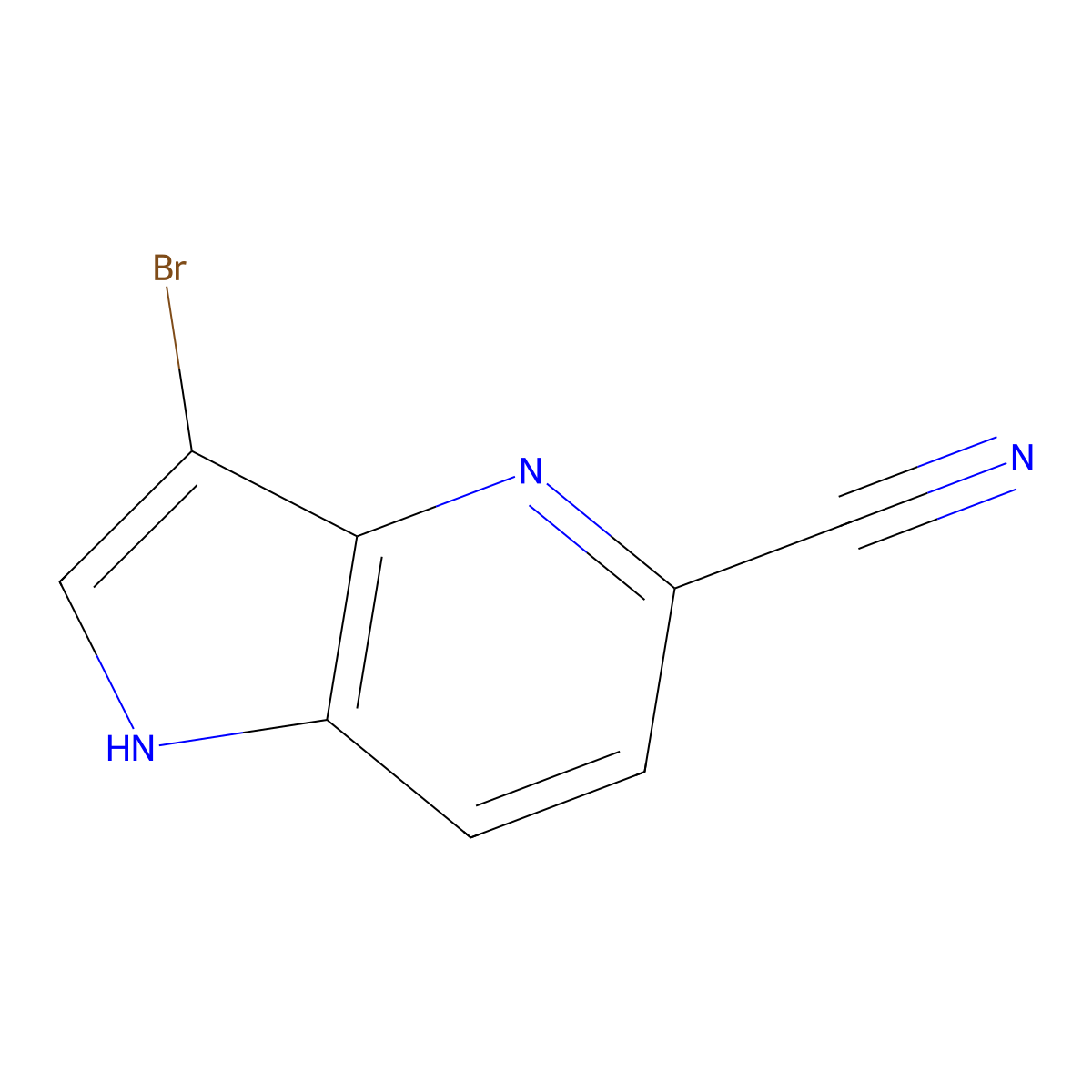 3-bromo-1H-pyrrolo[3,2-b]pyridine-5-carbonitrile molecular structure, CAS 1190319-58-4