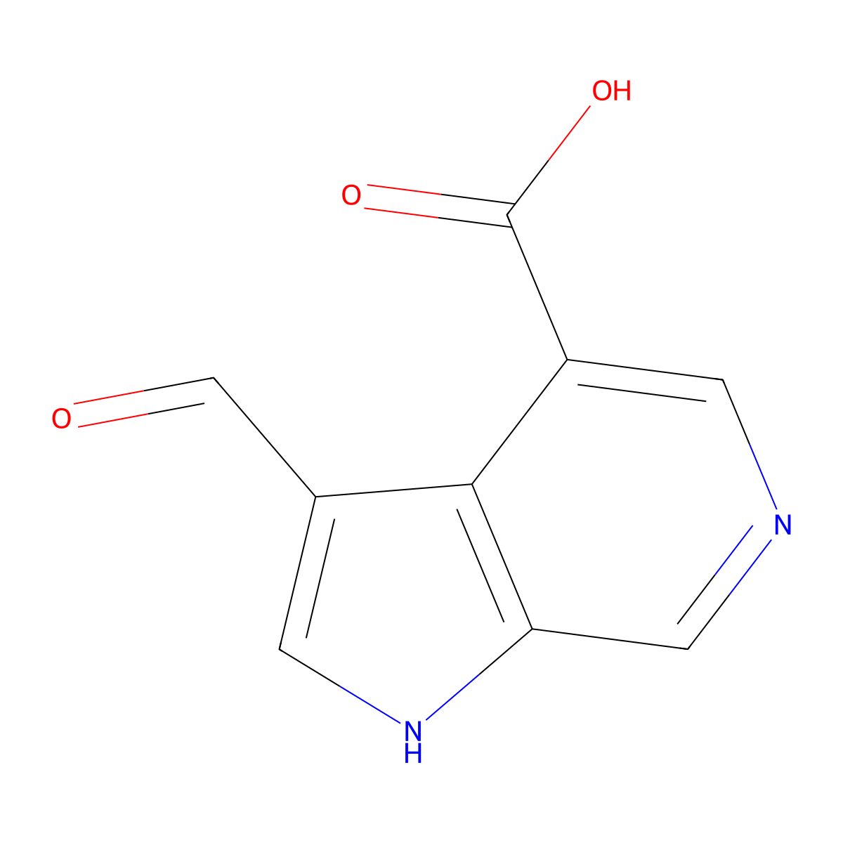 3-formyl-1H-pyrrolo[2,3-c]pyridine-4-carboxylic acid molecular structure, CAS 1190319-72-2
