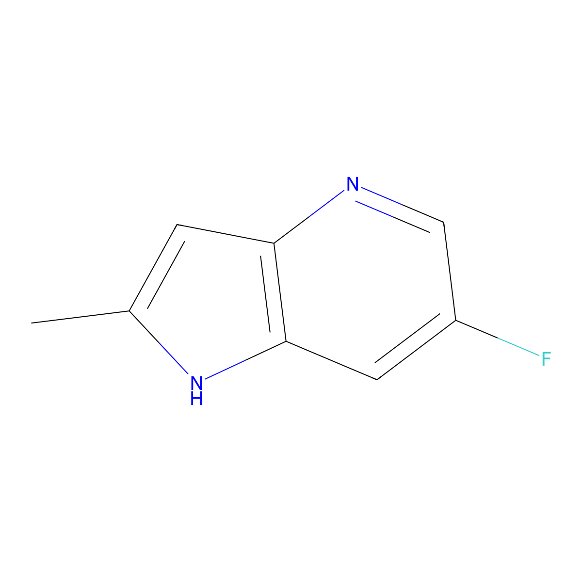6-fluoro-2-methyl-1H-pyrrolo(3,2-b)pyridine molecular structure, CAS 1190319-73-3