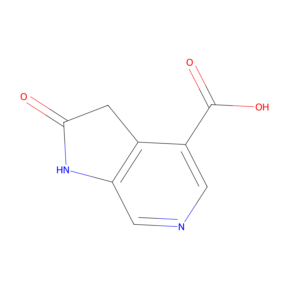 2-Oxo-2,3-dihydro-1H-pyrrolo[2,3-C]pyridine-4-carboxylic acid molecular structure, CAS 1190319-78-8