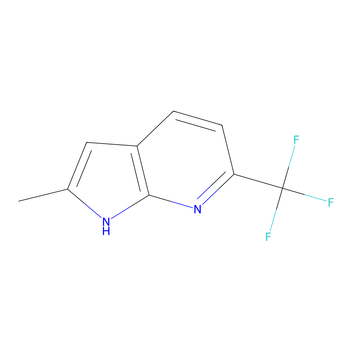2-methyl-6-(trifluoromethyl)-1H-pyrrolo[2,3-b]pyridine molecular structure, CAS 1190319-94-8