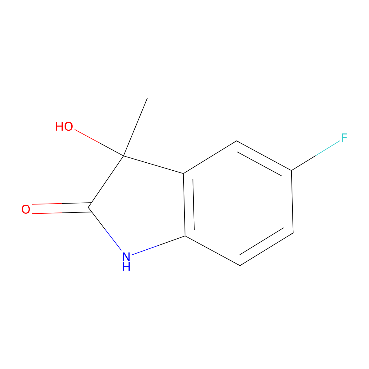 2H-Indol-2-one, 5-fluoro-1,3-dihydro-3-hydroxy-3-methyl- molecular structure, CAS 1190319-98-2