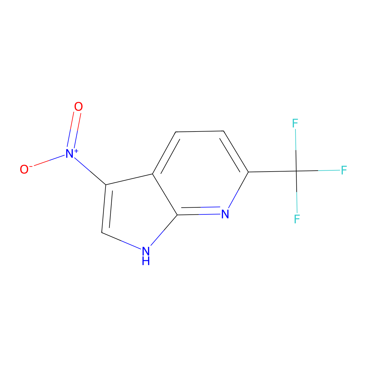 3-nitro-6-(trifluoromethyl)-1H-pyrrolo[2,3-b]pyridine molecular structure, CAS 1190320-06-9