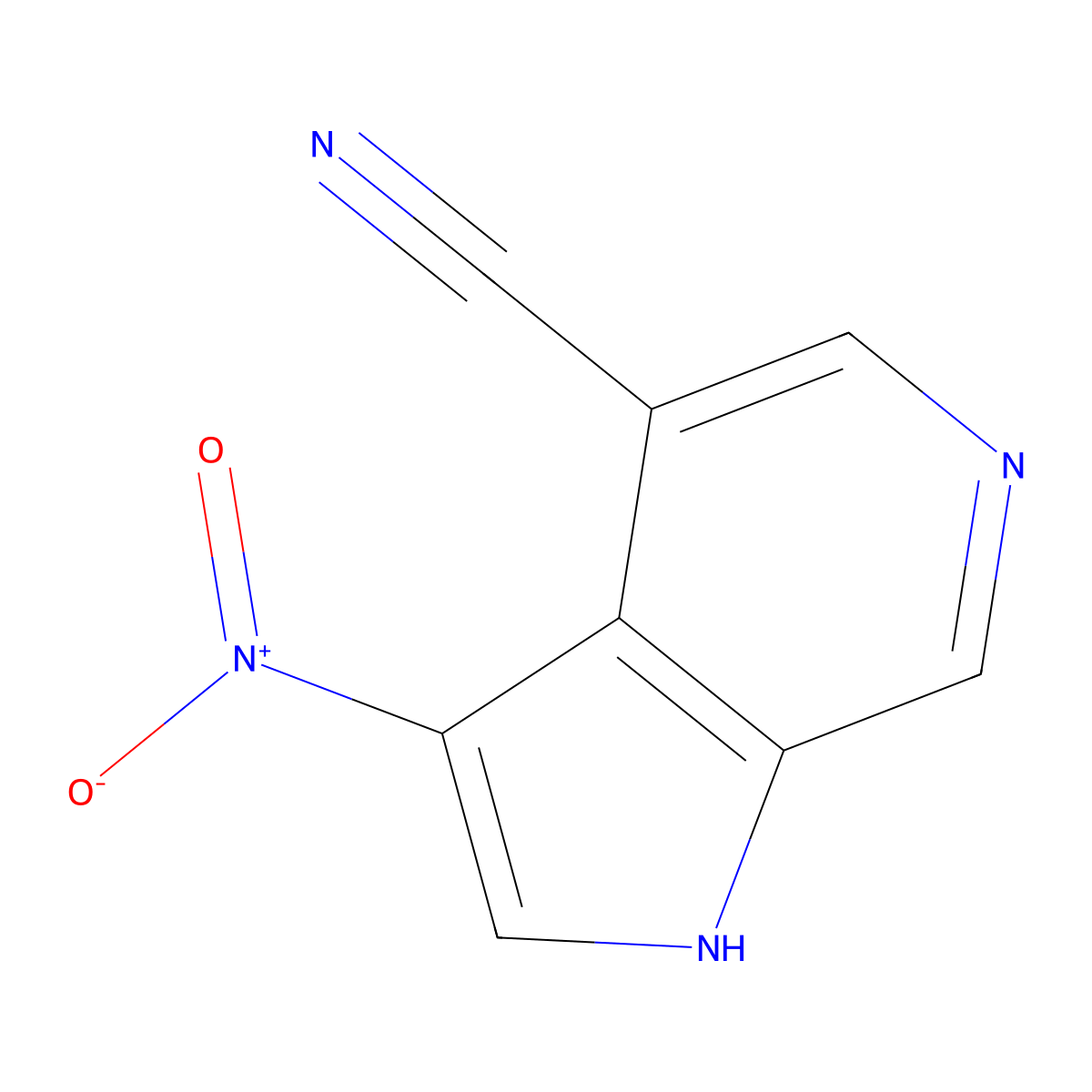 3-nitro-1H-pyrrolo[2,3-c]pyridine-4-carbonitrile molecular structure, CAS 1190320-14-9