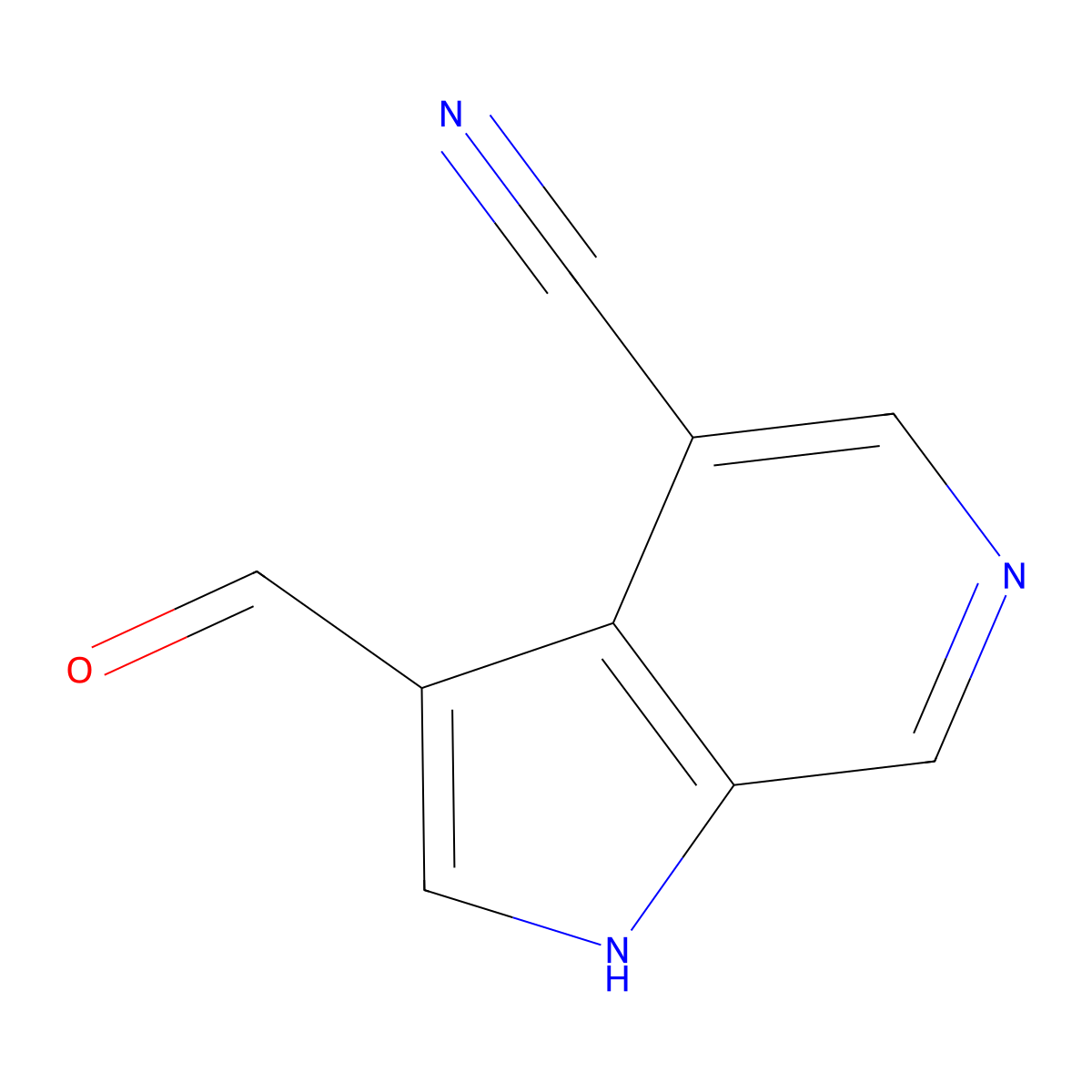 3-formyl-1H-pyrrolo[2,3-c]pyridine-4-carbonitrile molecular structure, CAS 1190320-19-4