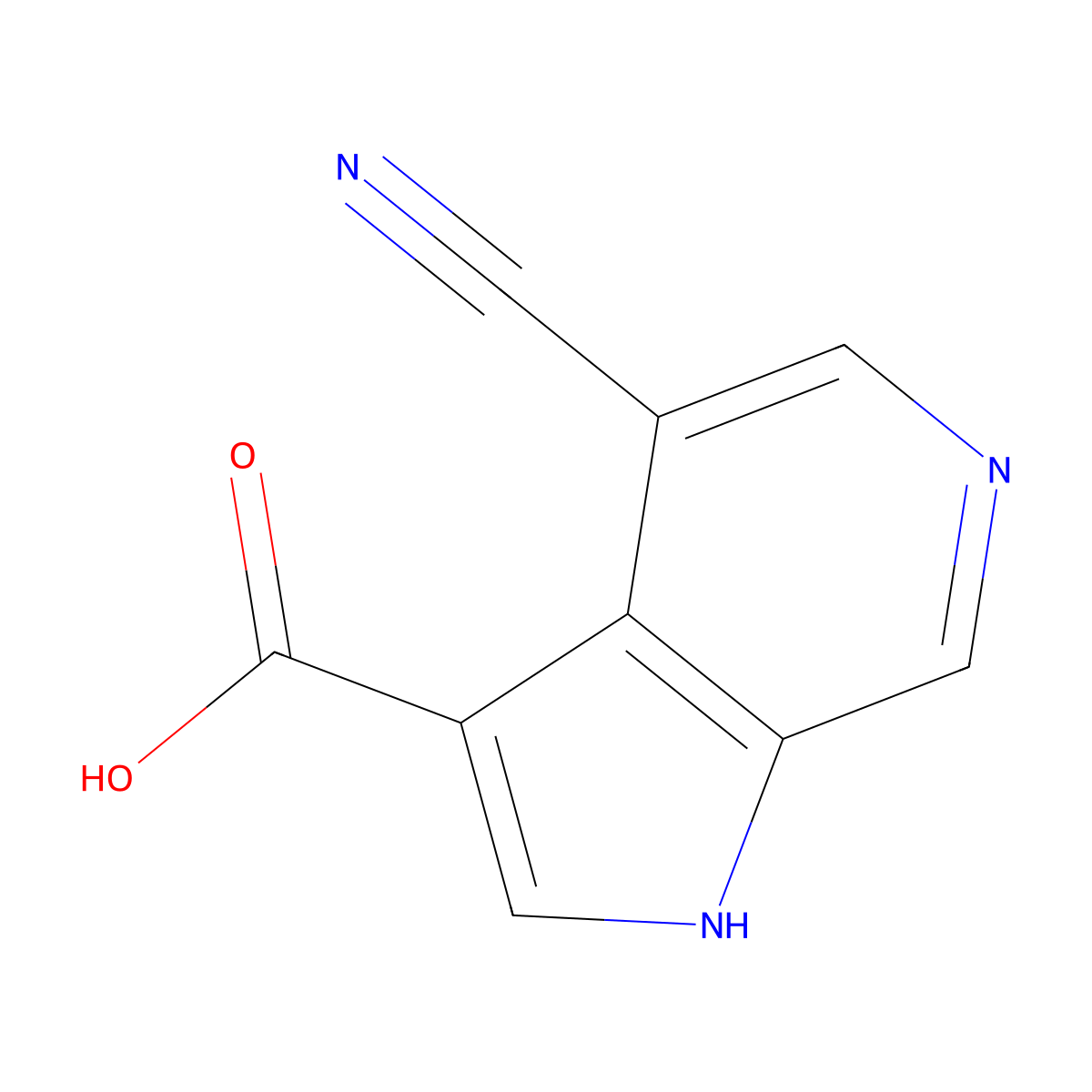 4-cyano-1H-pyrrolo[2,3-c]pyridine-3-carboxylic acid molecular structure, CAS 1190320-22-9