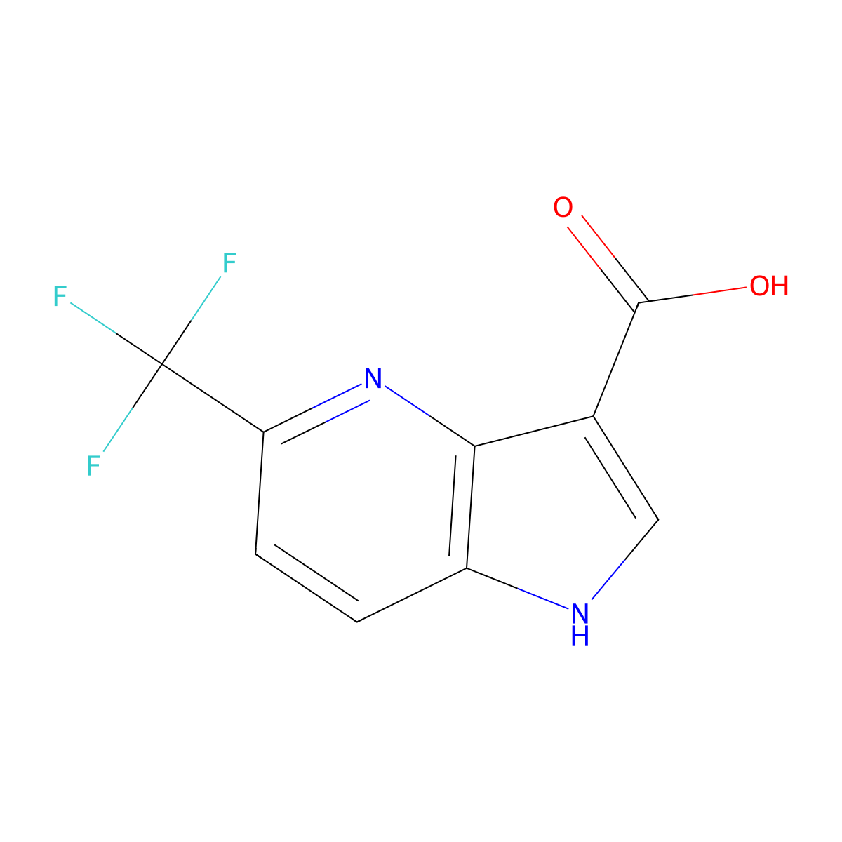 5-(trifluoromethyl)-1H-pyrrolo[3,2-b]pyridine-3-carboxylic acid molecular structure, CAS 1190320-25-2