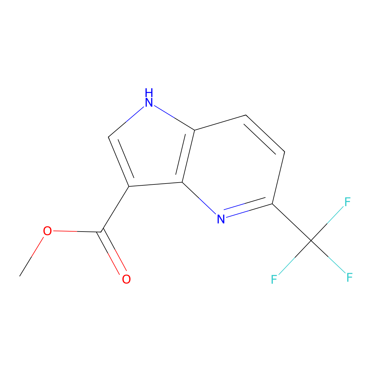methyl 5-(trifluoromethyl)-1H-pyrrolo[3,2-b]pyridine-3-carboxylate molecular structure, CAS 1190320-28-5