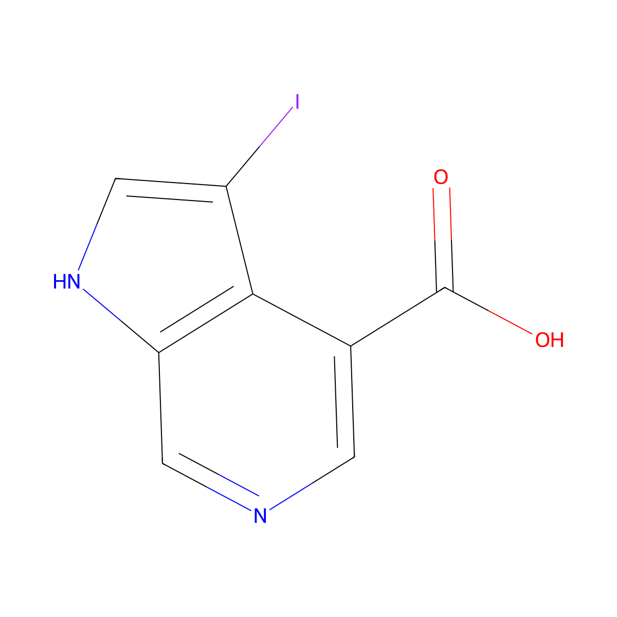 3-iodo-1H-pyrrolo[2,3-c]pyridine-4-carboxylic acid molecular structure, CAS 1190320-30-9