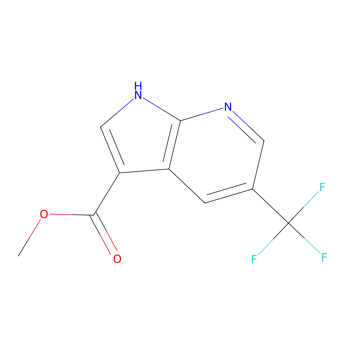 methyl 5-(trifluoromethyl)-1H-pyrrolo[2,3-b]pyridine-3-carboxylate molecular structure, CAS 1190320-31-0