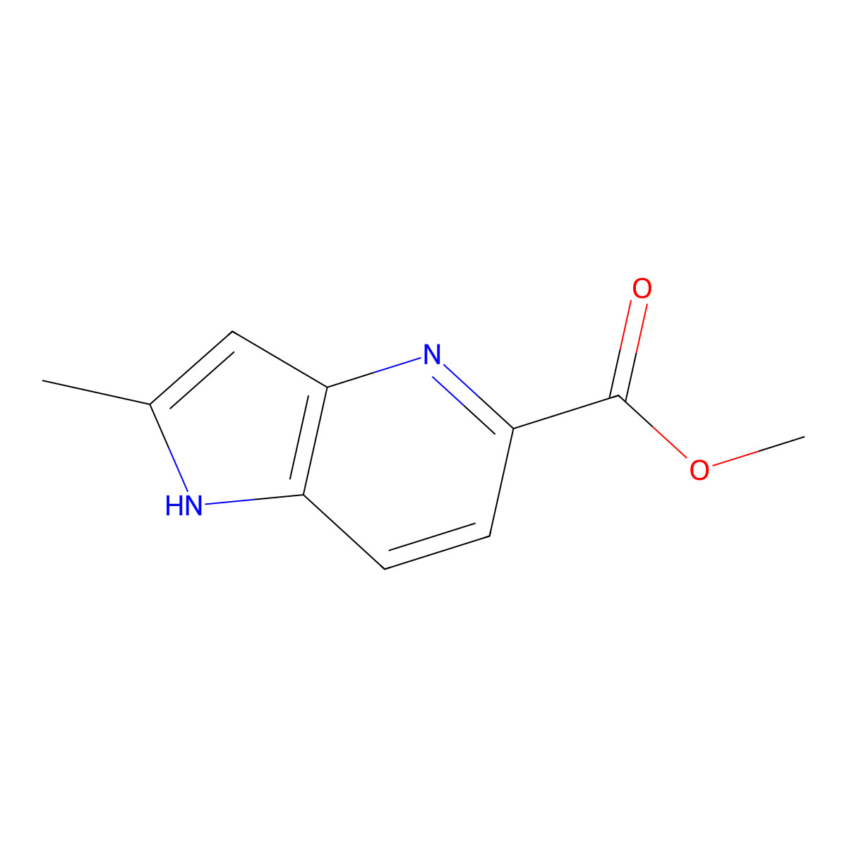 methyl 2-methyl-1H-pyrrolo[3,2-b]pyridine-5-carboxylate molecular structure, CAS 1190320-42-3