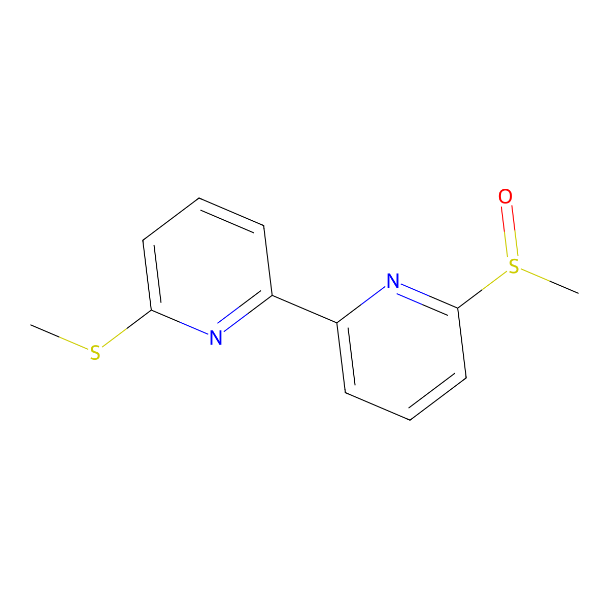 (-)-6-(Methylsulfinyl)-6'-(methylthio)-2,2'-bipyridine molecular structure, CAS 1190320-46-7