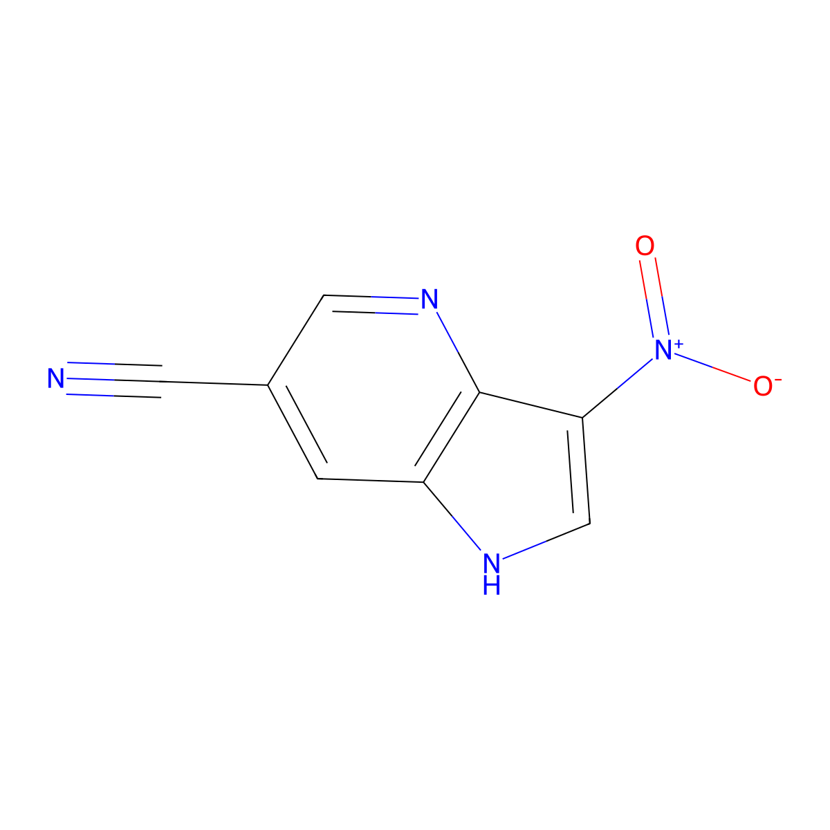 3-nitro-1H-pyrrolo[3,2-b]pyridine-6-carbonitrile molecular structure, CAS 1190320-48-9