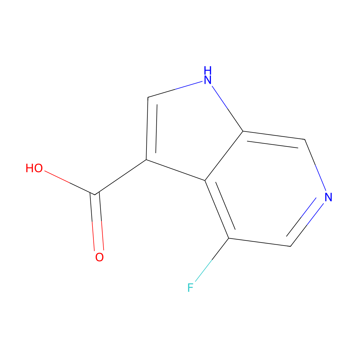 4-fluoro-1H-pyrrolo[2,3-c]pyridine-3-carboxylic acid molecular structure, CAS 1190320-51-4